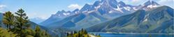 Scenic road beside a mountain lake